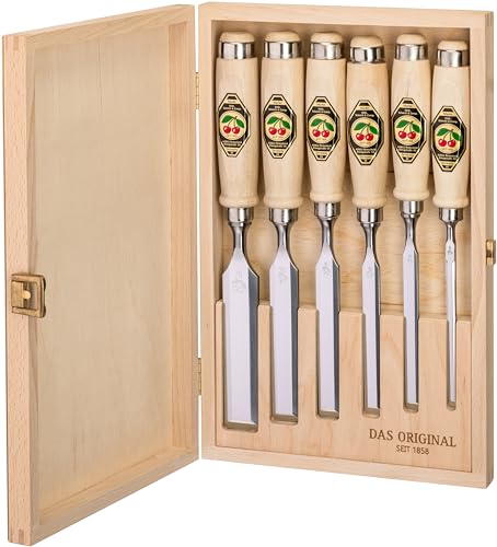 KIRSCHEN Werkzeuge 6-teiliger Stechbeitelsatz mit Weißbuchenheft im Holzkasten bestehend aus 6+10+12+16+20+26mm KIRSCHEN Werkzeuge 6-teiliger Stechbeitelsatz mit Weißbuchenheft im Holzkasten bestehend aus 6+10+12+16+20+26mm von KIRSCHEN