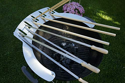 Steckerlfisch Grillaufsatz Kugelgrill Weber 47cm 57cm 5x Stockfisch Fisch Grill Spießhalter Fischhalter Griller BBQ (47cm Kugelgrill (4 Fische)) von Kirschner Metallbau