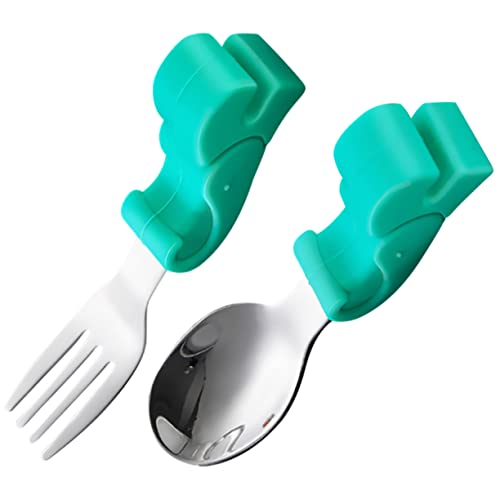 Kisangel 1 Satz Besteckset mit Silikongriffen Aufbewahrungsbox Sicheres Esslernbesteck für Kleinkinder für Korrosionsbeständig für Unterwegs von Kisangel