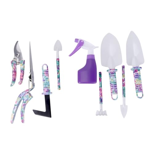 Kisangel 10 Stück Teiliges Gartengeräte Set mit Schaufel Rechen Schere und Sprühflasche Langlebig aus Edelstahl und Umweltfreundlichem Kunststoff Ergonomisch für Gartenarbeit von Kisangel