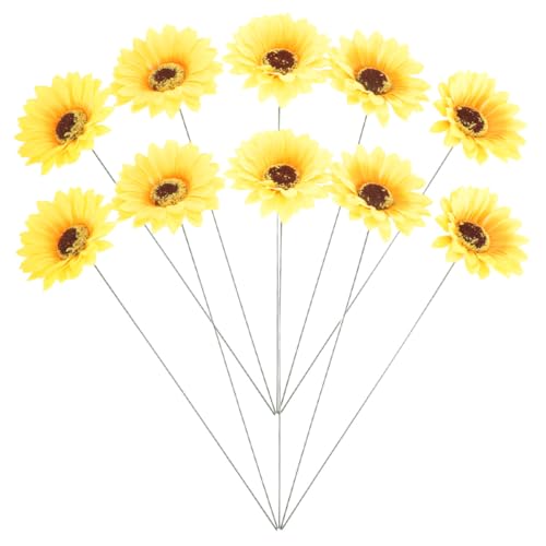 Kisangel 10 Stück Teiliges Sonnenblumen Metallstecker Außen Realistische Blütenform Langlebige Landschaftsdekoration für Garten Terrasse Party und Feierlichkeiten von Kisangel