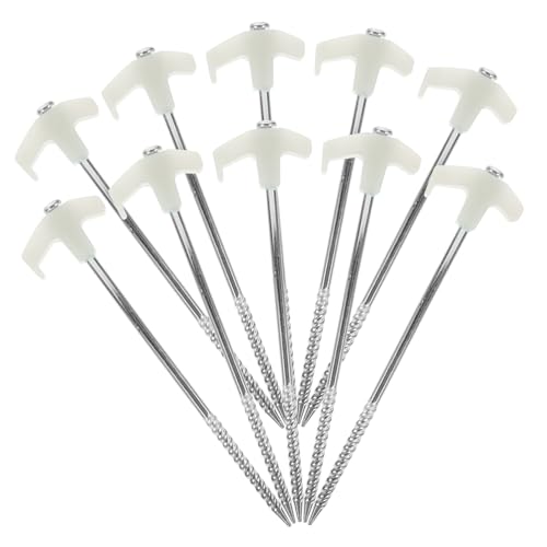 Kisangel 10 Stück Teiliges Zeltheringe aus Rostfreiem Edelstahl Robuste Erdnägel mit Stabiler Schraubform Sturmsicher und Langlebig für Camping und Outdoor Fluoreszierend für Bessere Sicht von Kisangel