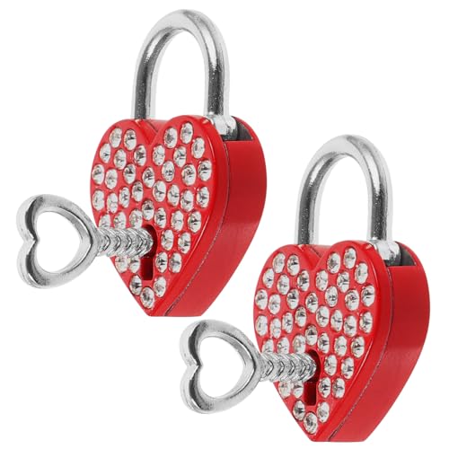 Kisangel 2 Sätze Herzförmiges Vorhängeschloss aus Langlebiger Legierung Rostfrei Kleines Reise schloss mit Schlüssel für Koffer Gepäck als Liebes Wunschschloss von Kisangel
