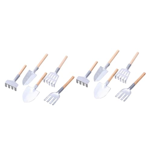 Kisangel 2 Sätze Miniatur Gartenwerkzeug Teiliges Dekorationsset Für Puppenhäuser Und Mini Mit Gestalteten Rechen Schaufeln Und Accessoires Für Kreative Spielstunden 5 Stück * 2 von Kisangel