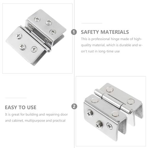 Kisangel 2 Stück Edelstahl Glas Türscharnier Doppelseitig Glasbeschlag für Schrank Weinschränke Geräuschlos Langlebig Hochwertige Verarbeitung von Kisangel