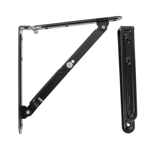 Kisangel 2 Stück Schwarze Faltbare Regalträger aus Robustem Klappbare Wandhalterungen mit Arretierung Vielseitige Stützwinkel für Werkbank Küche Garage und DIY projekte von Kisangel