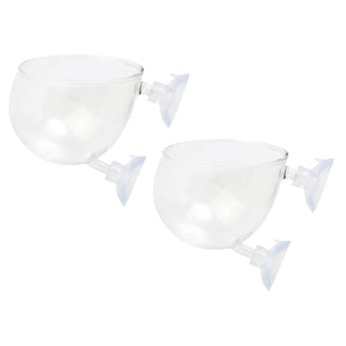 Kisangel 2 Stück Teiliges Aquarium Wasserpflanzen Pflanztopf mit Saugnapf Kompakte Futter Pflanzenhalterung Transparentes Robustes Glas für Süß Salzwasserfische Einfache Installation von Kisangel