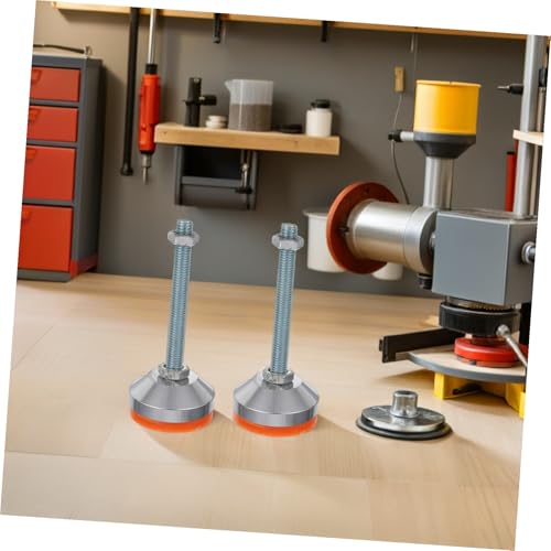 Kisangel 2 Stück Verstellbare Nivellierfüße Schwerlast Gewinde Carbonstahl mit Drehbarer Rutschfester Gummibasis für Werkbank Maschine Schrank Traglast pro Fuß von Kisangel