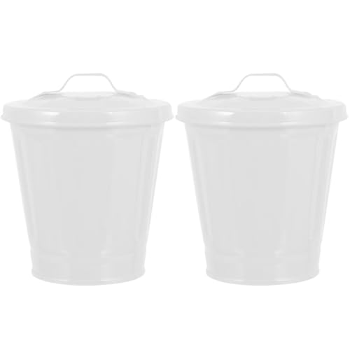 Kisangel Kreativer Mini MetallküBel Weiß Mit Deckel - 2 StüCk TischmüLleimer FüR BüRo Zuhause, Aschenbecher Mit Deckel FüR Draussen Kisangel Kreativer Mini MetallküBel Weiß Mit Deckel - 2 StüCk TischmüLleimer FüR BüRo Zuhause, Aschenbecher Mit Deckel FüR Draussen von Kisangel