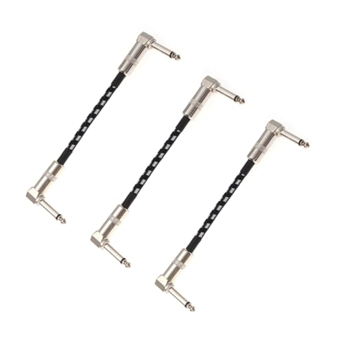 Kisangel 3 STÜCKE Instrument Patchkabel Rechteckige Klinke zu Klinke Doppelt Geschirmt mit Kupfer Gerader Stecker zu Robustes Kabel für Bass Keyboard Effektpedale Muster von Kisangel