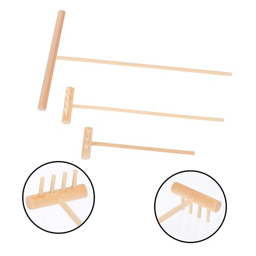 Kisangel 3 Stück Mini Sandharke Teiliges aus Natürlichem Holz Handgefertigte Smoothing Tools für Zen Garten Meditationshilfe Desktop Dekoration um Entspannende Atmosphäre zu Schaffen von Kisangel