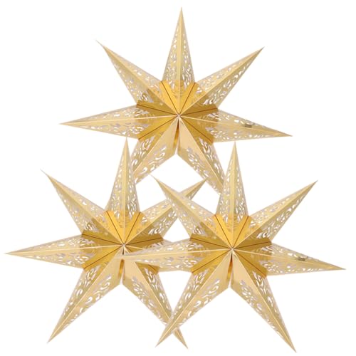 Kisangel 3 Stück Teiliges Papier Lampenschirm Stern Goldene Deckenlampe Abdeckung Filigranes Design für Wohnraum Büro Restaurant Festliche Hängedekoration Langlebiger Schutz für Kisangel 3 Stück Teiliges Papier Lampenschirm Stern Goldene Deckenlampe Abdeckung Filigranes Design für Wohnraum Büro Restaurant Festliche Hängedekoration Langlebiger Schutz für von Kisangel