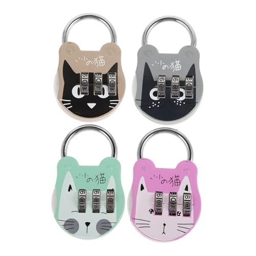 Kisangel 4 Stück Kompaktes Haushalts padlocks Stelligem Zahlenschloss Stabiles Metallgehäuse Tragbar und Platzsparend für Schränke Rucksäcke und Koffer Buntes Cartoon design von Kisangel