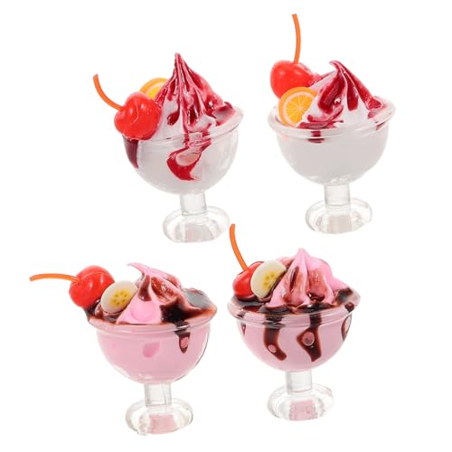 Kisangel 4 Stück Miniaturisierte Eiscreme Tassen Realistische Puppenhaus Dekorationen DIY Modell für Kreative Spielideen und Sammlerstücke ohne Kleber und Werkzeuge Einfach Zusammenbaubar von Kisangel