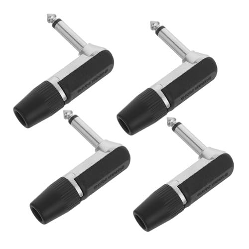 Kisangel 4 Stück Mono Mikrofonstecker Rechtwinkliger Gitarrenstecker Robuster Mono Adapter Rechtwinkliger Kabelstecker Schwarzes von Kisangel