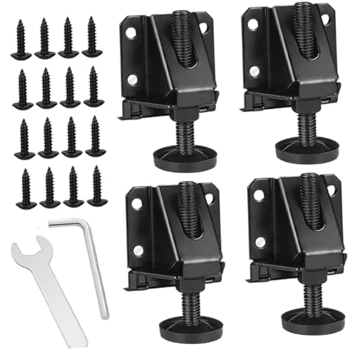 Kisangel 4 Stück Schwerlast Verstellbare Möbelfüße aus Kaltgewalztem Stahl Langlebige Nivellierfüße mit Gewinde rutschfest für Schränke Arbeitsplatten Ablagen und Werkbänke von Kisangel