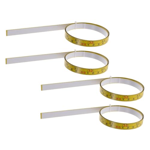 Kisangel 4 Stück Selbstklebendes Stahl-Messband mit Metrischer und Imperialer Einteilung Haftendes Messband mit Ablösbarem Kleber Robustes Maßband für Werkbank Holzarbeit Präzises Messen von Kisangel