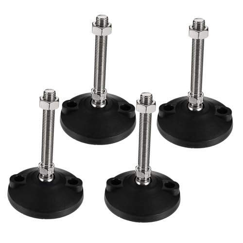 Kisangel 4 Stück Verstellbare Nivellierfüße aus Nylon mit Gummipads Höhenverstellbare Anti rutsch möbelfüße für Maschinen Möbel Ablagen und Werkbänke Einfache Montage Stoßdämpfend und von Kisangel