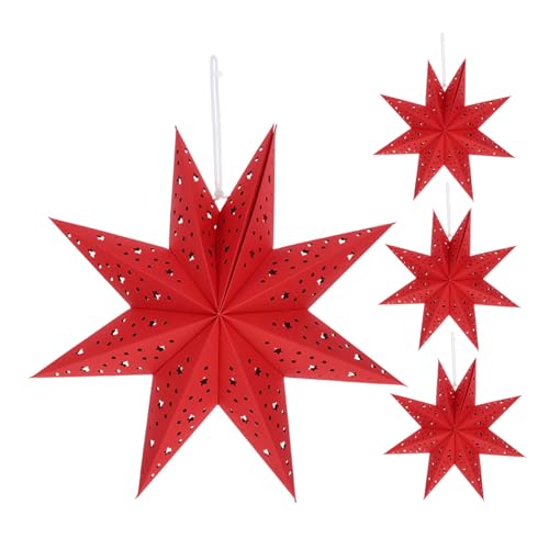 Kisangel 4 Stück Wiederverwendbare Rote Papierlaternen Origami Stern Lampenschirm Faltbare Weihnachts Partydekoration Leichte Robuste Stern-hängelampe für Festliche Anlässe Kisangel 4 Stück Wiederverwendbare Rote Papierlaternen Origami Stern Lampenschirm Faltbare Weihnachts Partydekoration Leichte Robuste Stern-hängelampe für Festliche Anlässe von Kisangel