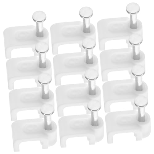 Kisangel 500 Stück Outdoor Kabelclips Kabelhalter mit Nagel für Elektrische Kabel Ethernet Verlängerungskabel Befestigung Langlebig Isoliert Sicher für Wandmontage von Kisangel