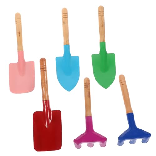 Kisangel 6 Sätze Gartenwerkzeug Buntes Gartenspielzeug mit Holzgriff Teiliges mit Schaufel Rechen und Kelle Robustes für Mädchen und Jungen Sicher und Langlebig für Gartenaktivitäten von Kisangel
