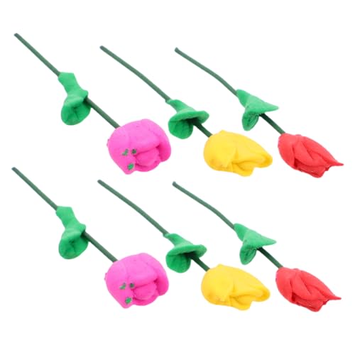 Kisangel 6 Stück Teiliges Mini Puppenhaus Blumen Bouquet Bunte Tulpen Deko für Garten Szene DIY Miniatur Dollhouse Accessories für Detailreiche Modelle von Kisangel