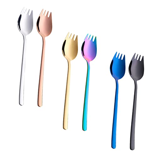 Kisangel 6 Stück Teiliges Spork Geschirr Multifunktionale Löffel für Desserts Obst und Rostfrei und Langlebig für Täglichen Gebrauch Kisangel 6 Stück Teiliges Spork Geschirr Multifunktionale Löffel für Desserts Obst und Rostfrei und Langlebig für Täglichen Gebrauch von Kisangel