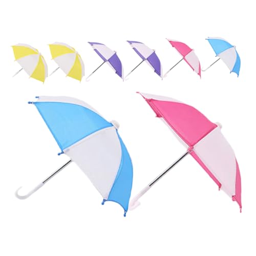 Kisangel 8 Stück Miniatur Regenschirme Für Puppenhäuser – Bunte Regenschirme Für Rollenspielzubehör Puppenhaus Dekorationen von Kisangel