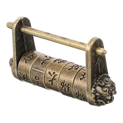 Kisangel Antikes Chinesisches Zahlenschloss Vintage Passwort Vorhängeschloss mit Kreativer Kombination für Schmuckkästchen Holzboxen und Geschenkideen Klein und Dekorativ von Kisangel