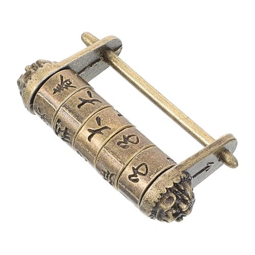 Kisangel Antikes Chinesisches Zahlenschloss mit Gravur Retro Vorhängeschloss im Vintage stil Tragbar Kleine Traditionelle Schriftzeichen als Code Robustes Sicherheitsschloss für Schränke von Kisangel