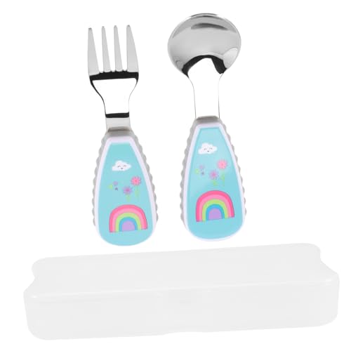 Kisangel Besteckset aus Edelstahl mit Cartoon motiv frei Sicher und Langlebig mit Tragbarem Aufbewahrungsbox für Junge Mädchen Esstraining und Outdoor einsatz von Kisangel