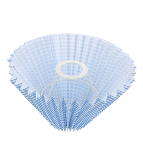 Kisangel Blauer Falten lampenschirm aus Langlebigem Stoff mit Karomuster Dekorative Lichtabdeckung für Tisch Wandleuchten Einfache Montage Eleganter Lampenschirm für Schlafzimmer und von Kisangel