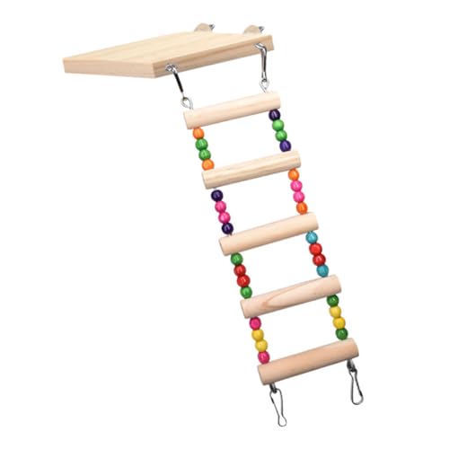 Kisangel Bunte Papageienkletterleiter aus Holz mit Schaukel Vogelspielzeug für Wellensittiche Nymphensittiche und Kleine Vögel Fördert Bewegung und Spielspaß im Käfig von Kisangel