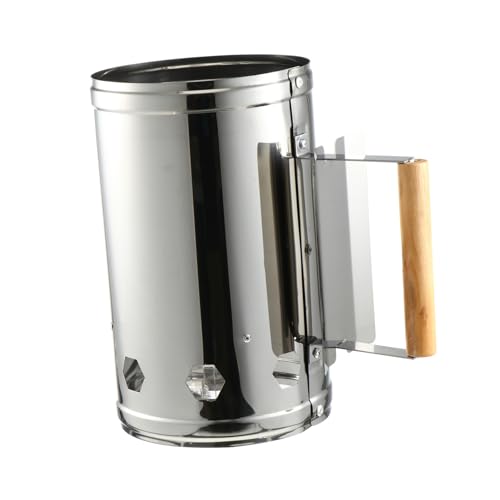 Kisangel Carbon Stove BBQ Anzündkamin mit Holzgriff Schneller Holzkohlegrillstarter für Outdoor BBQ Hitzebeständig mit Belüftungslöchern für Grill Kamin und Camping von Kisangel