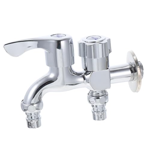 Kisangel Doppel wasserhahn für Haushalt und Badezimmer Langlebig Vielseitig Einsetzbar Einfache Installation für Waschmaschine und Küchenspüle Praktische Wasserarmatur in Silber von Kisangel