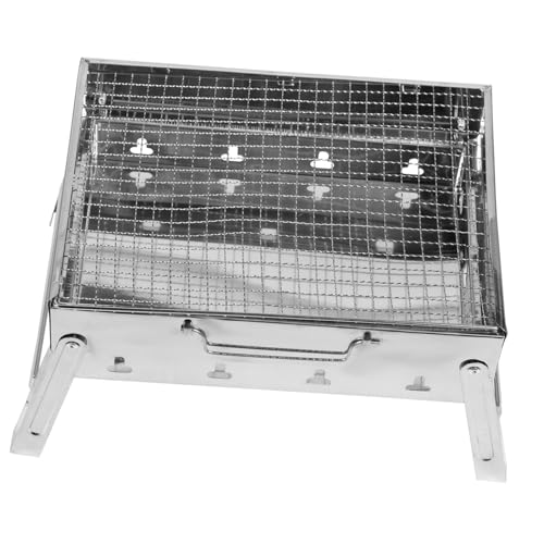 Kisangel Edelstahl Camping Bbq Grill Klappbar Tragbar Leichter Holzkohlegrill Outdoor Gartengrill Praktisch Langlebig für Wandern Picknick und Grillen von Kisangel