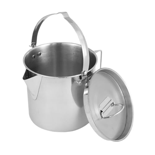 Kisangel Edelstahl Camping Wasserkocher Tragbarer Outdoor Teekessel Leicht Schnelle Erhitzung Multifunktional für Wandern Picknick Kochen von Kisangel