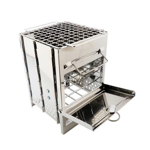 Kisangel Edelstahl Klappbarer Quadratischer Holzofen Grill für Camping Outdoor Bbq mit Breiter Öffnung Rostfrei Hitzebeständig Tragbar für Gemüse Fleisch und Meeresfrüchte Kisangel Edelstahl Klappbarer Quadratischer Holzofen Grill für Camping Outdoor Bbq mit Breiter Öffnung Rostfrei Hitzebeständig Tragbar für Gemüse Fleisch und Meeresfrüchte von Kisangel