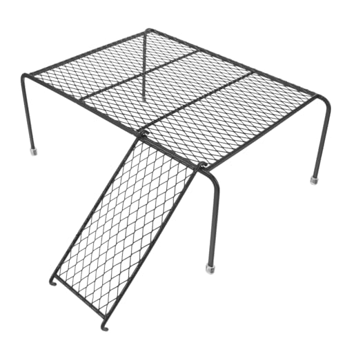 Kisangel Eisenständer für Hühnerstall mit Stabilem Langlebigem Metallrahmen Große Plattform und Leiter als Hühnerfutter und Trinkstation Geeignet als Spiel und Trainingsgerät für Kleine von Kisangel