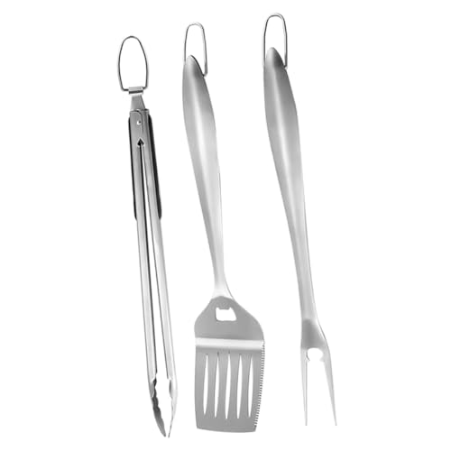 Kisangel Grillbesteck Teiliges Edelstahl BBQ Zange Grillgabel und Schaufel Rostfrei Multifunktional Leicht mit Aufbewahrungsbox für Outdoor Grillen Party und Camping von Kisangel