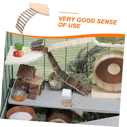 Kisangel Hamster Holzplattform mit Leiter Kletterschutz für Käfig Vielseitige Hamsterzubehör für Zwerghamster Rennmäuse und Kleine Nagetiere Stabiler Ruhe Spielplatz aus Massivem Holz von Kisangel