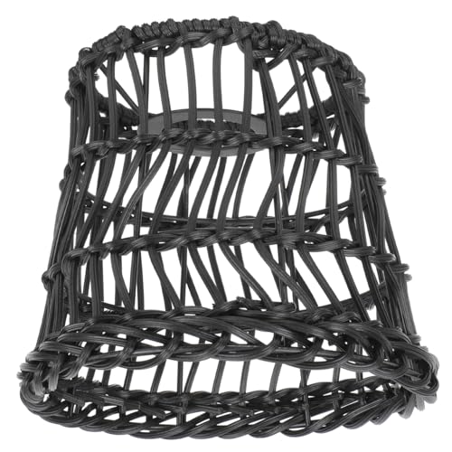 Kisangel Handgefertigter Schwarzer Kleiner Rattan Lampenschirm Rustikaler Gewebter Deckenlampen schirm Weiches Licht Natürlicher Warmer Effekt für Esszimmer Bar Teestube und Wohnzimmer von Kisangel