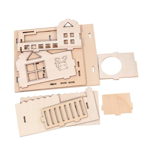 Kisangel Holz Hamsterhaus Doppellagige Villa mit Leiter und Plattform Natürliches Nagerhaus aus Massivem Holz Robust und Belüftet DIY Gestaltbar für Hamster und Kleine Haustiere von Kisangel