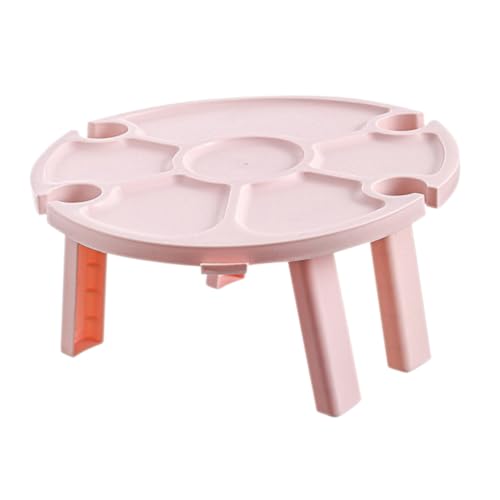 Kisangel Klappbarer Weintisch Tragbarer Picknicktisch Aus Kunststoff Für Garten Camping Strand Kleiner Runder Tisch Mit Weinglashalter Und Stauraum Für Weinliebhaber Und Outdoor-Events von Kisangel
