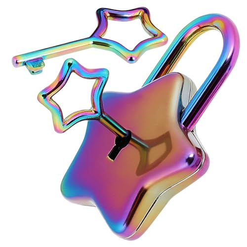 Kisangel Kleines Stern vorhängeschloss mit Schlüssel Rostbeständiges Dekoratives DIY Schloss für Tagebücher Schmuckkästchen Rucksäcke Leichtes Tragbares Schloss für Mädchen und Kisangel Kleines Stern vorhängeschloss mit Schlüssel Rostbeständiges Dekoratives DIY Schloss für Tagebücher Schmuckkästchen Rucksäcke Leichtes Tragbares Schloss für Mädchen und von Kisangel