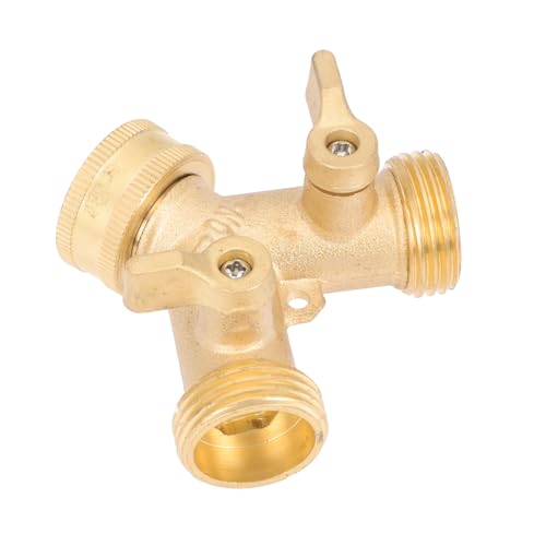 Kisangel Messing Schlauchverteiler Y Form Garten Schlauchadapter Wege Verteiler Kugelventil Wasserdurchflussregulierung für Gartenschlauch Anschluss von Kisangel