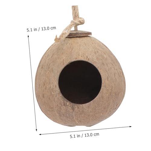 Kisangel Natürliches Kokosnussschalen Vogelnest Handgefertigtes Vogelschutzhaus mit Rauer Oberfläche für Kanarienvogel Papagei und Kleine Vögel als Sicherer Unterschlupf und Brutstätte von Kisangel
