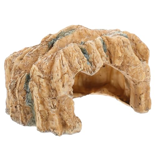 Kisangel Naturnahes Schildkrötenversteck aus Harz Aquarien Habitat mit Kletterplattform Gelbe Fels höhle Sonnige Terrassenlandschaft für Reptilien und Aquarientiere von Kisangel