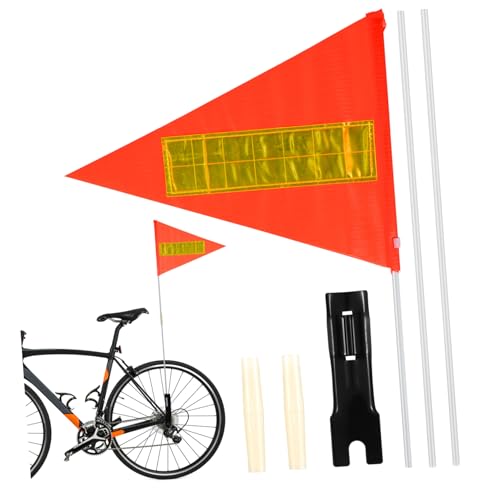 Kisangel Reflektierende Fahrradwarnflagge mit Ausziehbarer Weißer Stange PVC Sicherheitsfahne für Kinderfahrrad Bike Scooter Hohe Sichtbarkeit und Langlebiger Wetterschutz von Kisangel