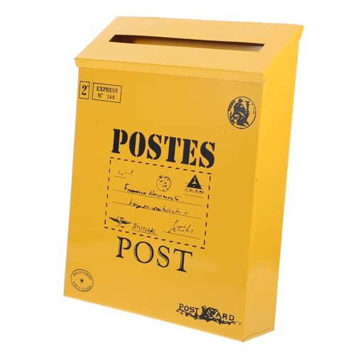 Kisangel Retro Wandbriefkasten aus Eisen Große Vintage Postbox mit Zeitungsfach Dekorative Wandmontage für Büro Garten und Zuhause Geräumige Briefkastenbox ohne Schloss Gelb Lackiert Kisangel Retro Wandbriefkasten aus Eisen Große Vintage Postbox mit Zeitungsfach Dekorative Wandmontage für Büro Garten und Zuhause Geräumige Briefkastenbox ohne Schloss Gelb Lackiert von Kisangel